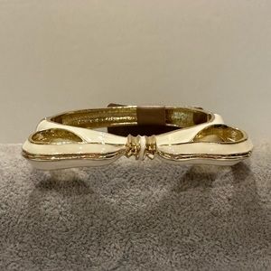 NWT Sequin by Nordstrom Clamper Bracelet- Bow in gold tone & ivory enamel